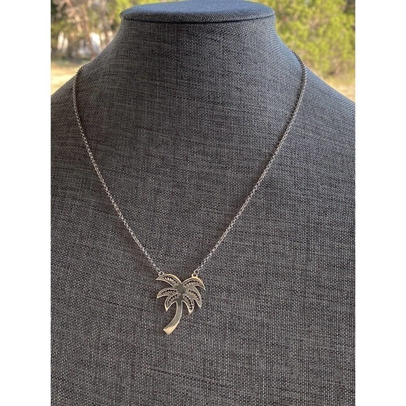 Vintage Sterling Silver Necklace Palm Tree RS 925 6.55g - Picture 1 of 12